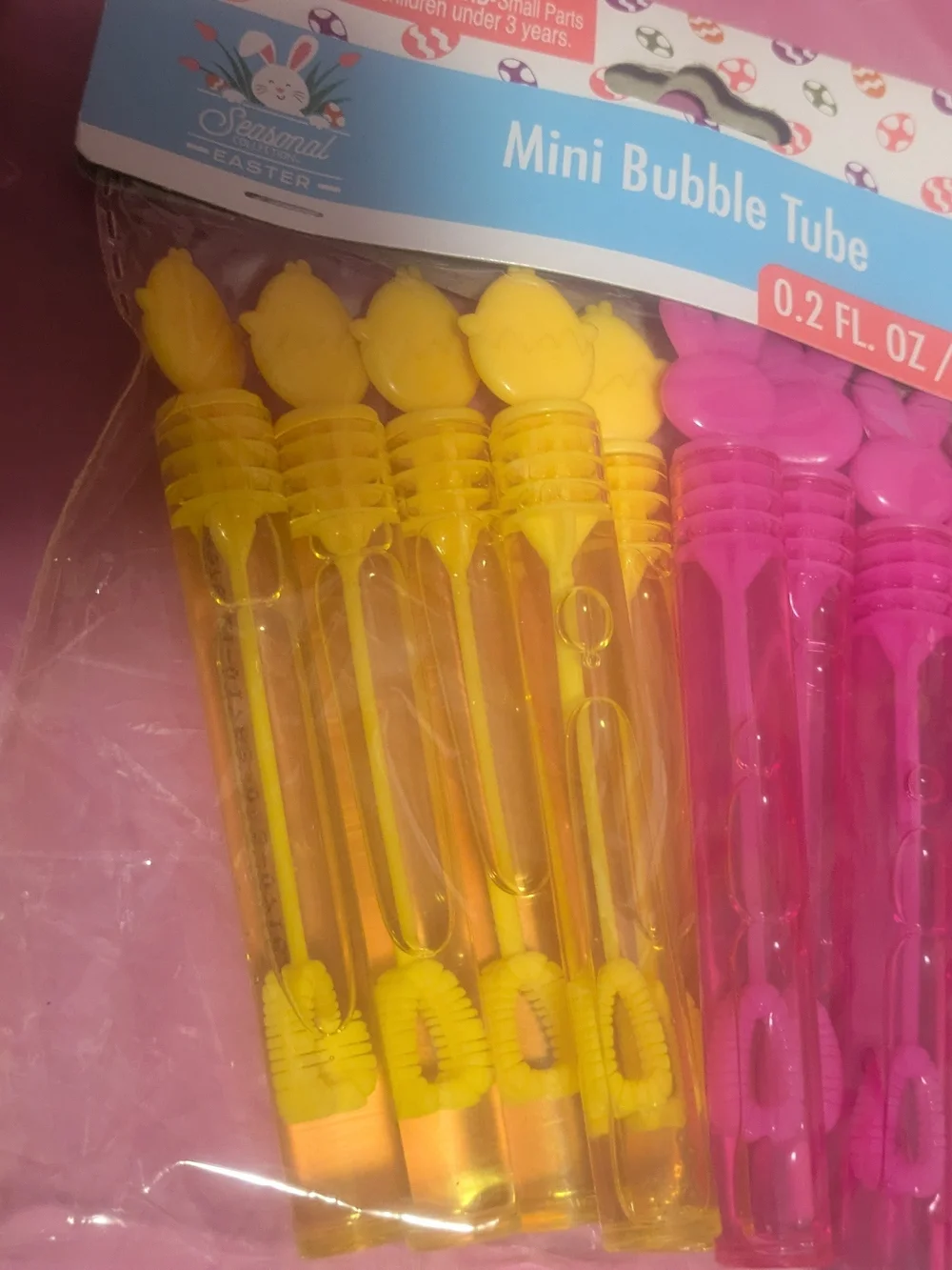 Cute Pink Bunny Socks & Mini Bubble Tubes Set - Pink & Yellow WFree Peep Trinket